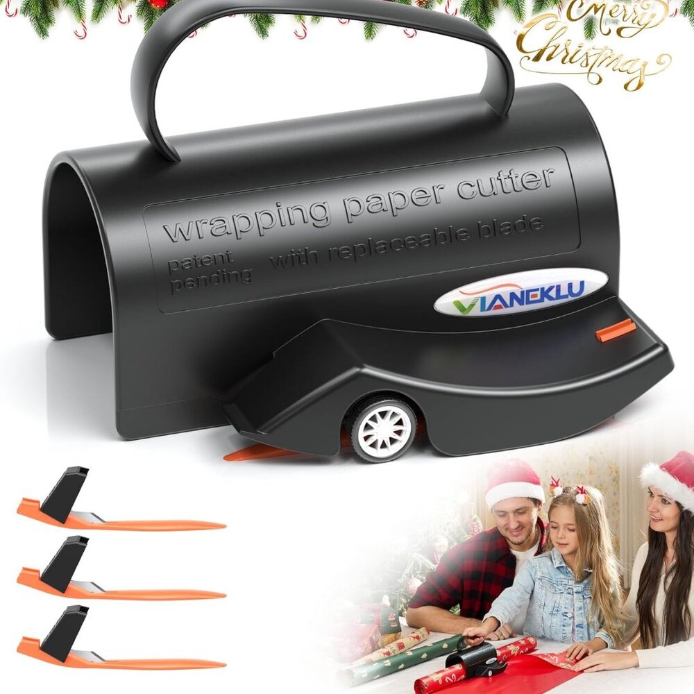 Wrapping Paper Cutter, Gift Wrap Cutter with 3 Replaceable Blades